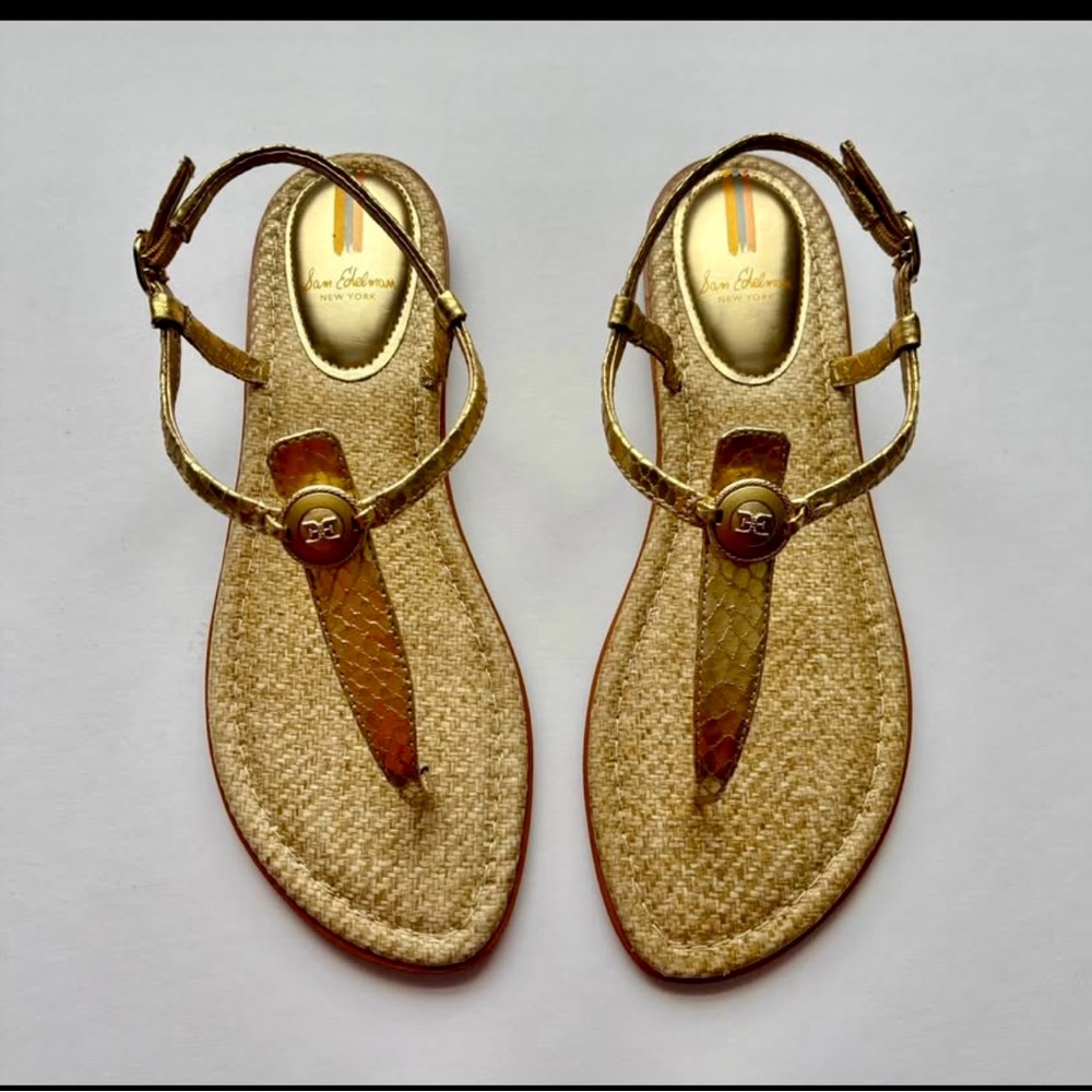 Sam Edelman Gold Metallic Sandals Size 9 Medium